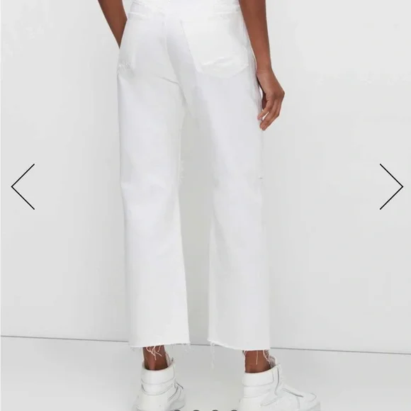 NEW 7 For All Mankind Easy Straight Ankle white crop jeans with embroidery - Picture 4 of 13